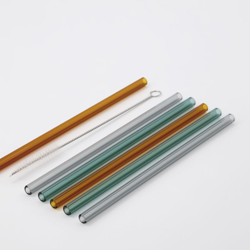 Multi Coloured Glass straws incl. and cleaner - Artysan