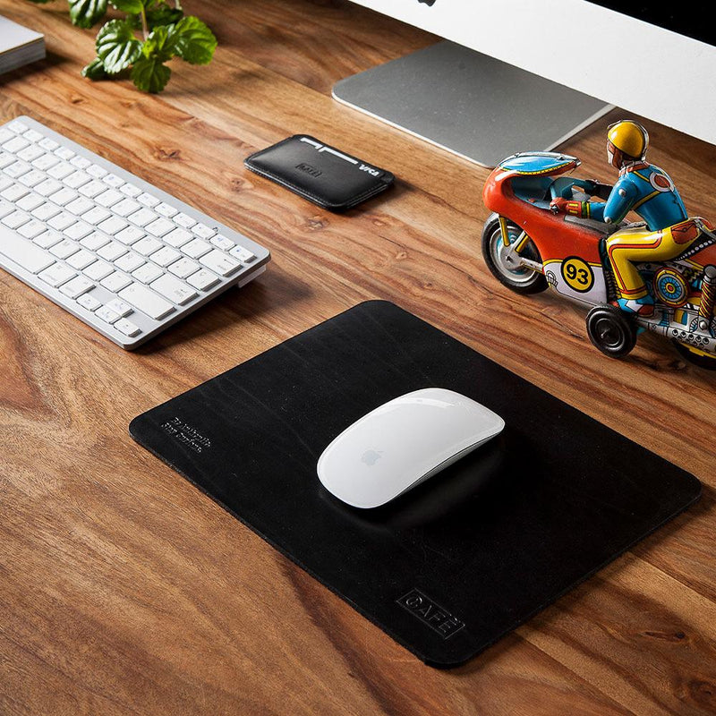 Leather Mouse Pad - Black - Cafe Leather - Artysan