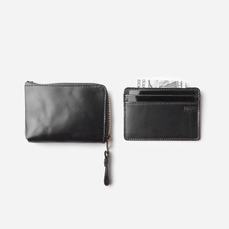 Leather Zip Wallet - Black - Cafe Leather - Artysan