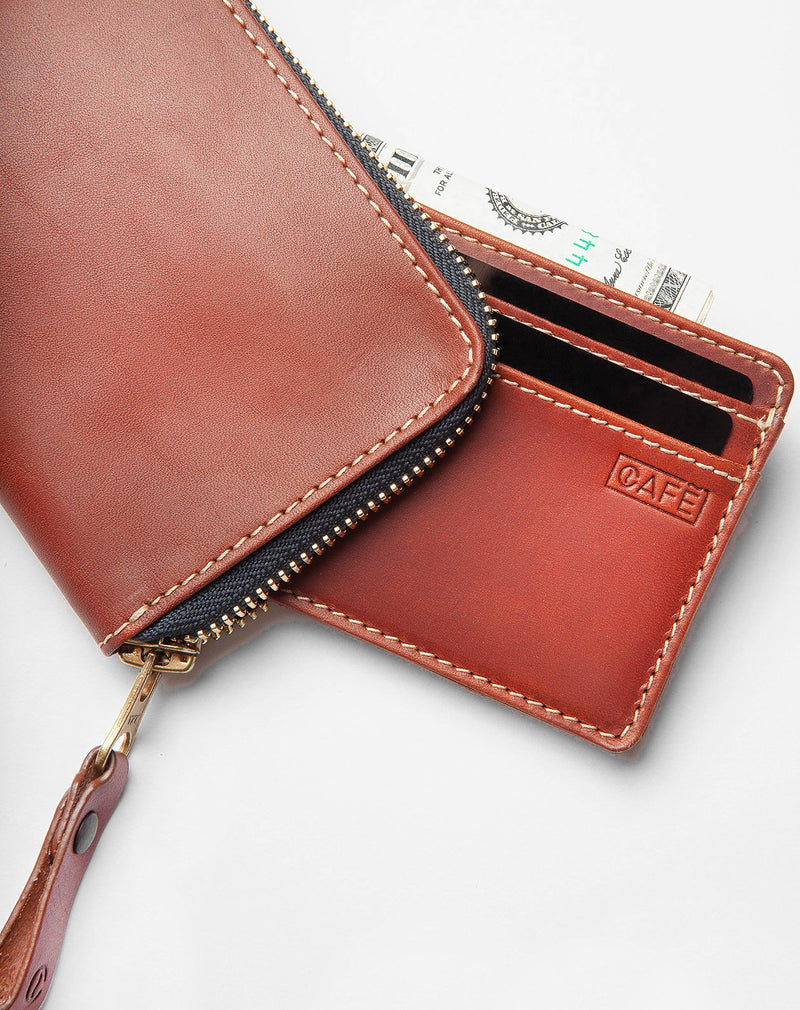 Leather Zip Wallet - Roasted - Cafe Leather - Artysan