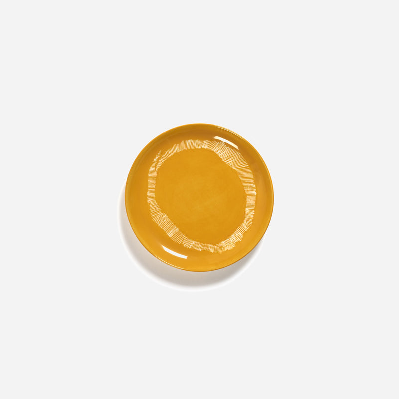 Small Plate Sunny Yellow Swirl - Stripes White Feast - Artysan