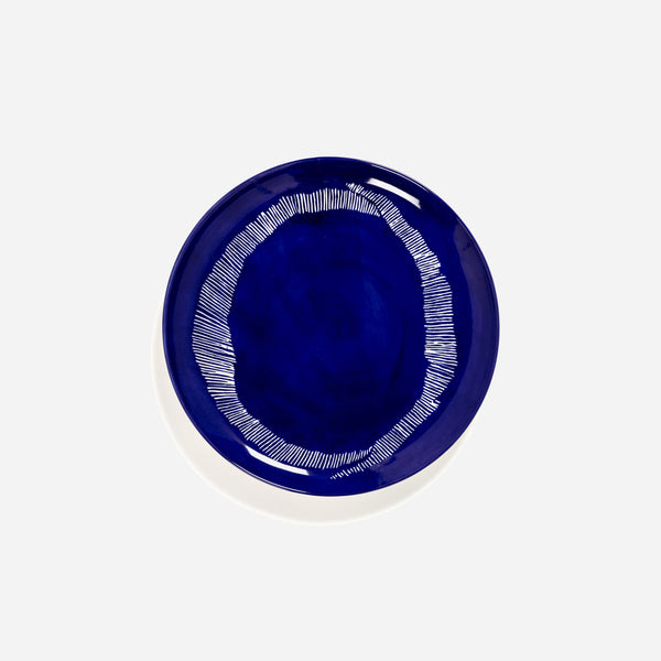 Large Plate Lapis Lazuli Swirl - Stripes White Feast - Artysan