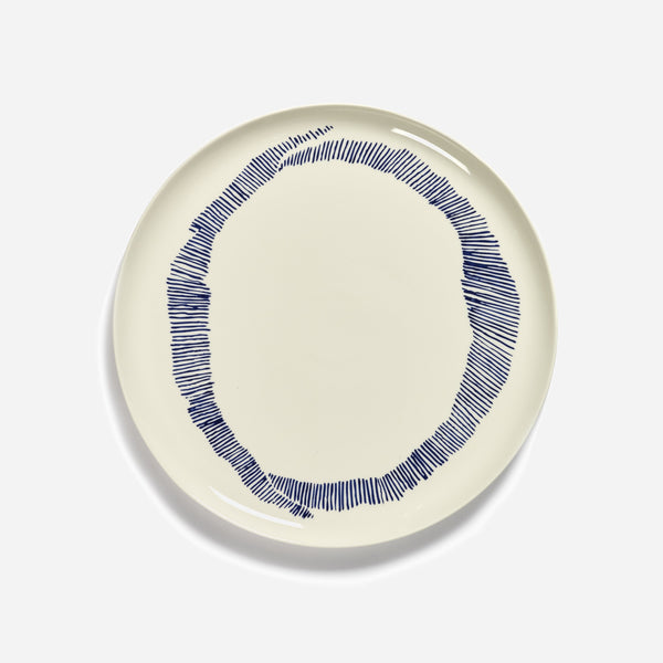 Serving Plate White Swirl - Stripes Blue Feast - Artysan