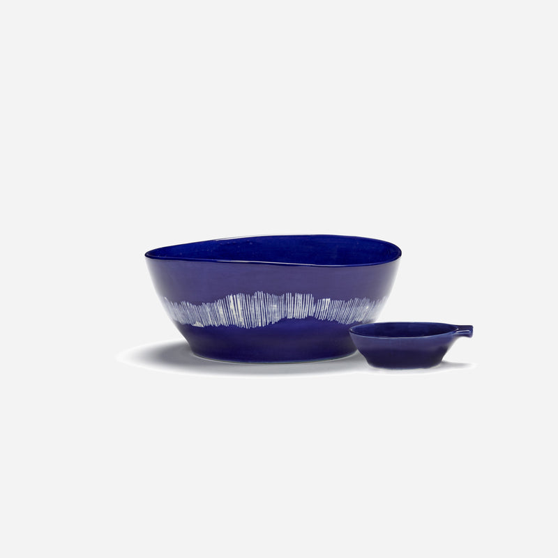 Large Bowl Lapis Lazuli Swirl - Stripes White Feast - Artysan