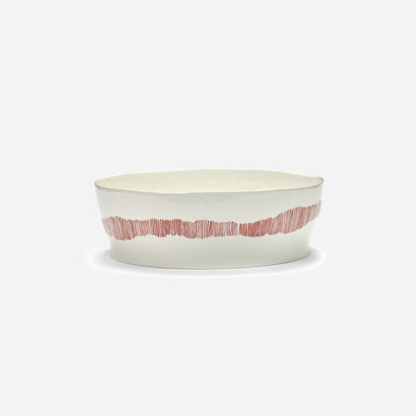 Salad Bowl White Swirl - Stripes Red Feast - Artysan